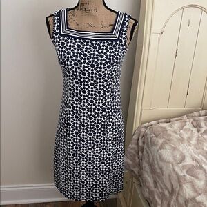 Talbots Navy and White Starburst Midi Dress, size 2-4P